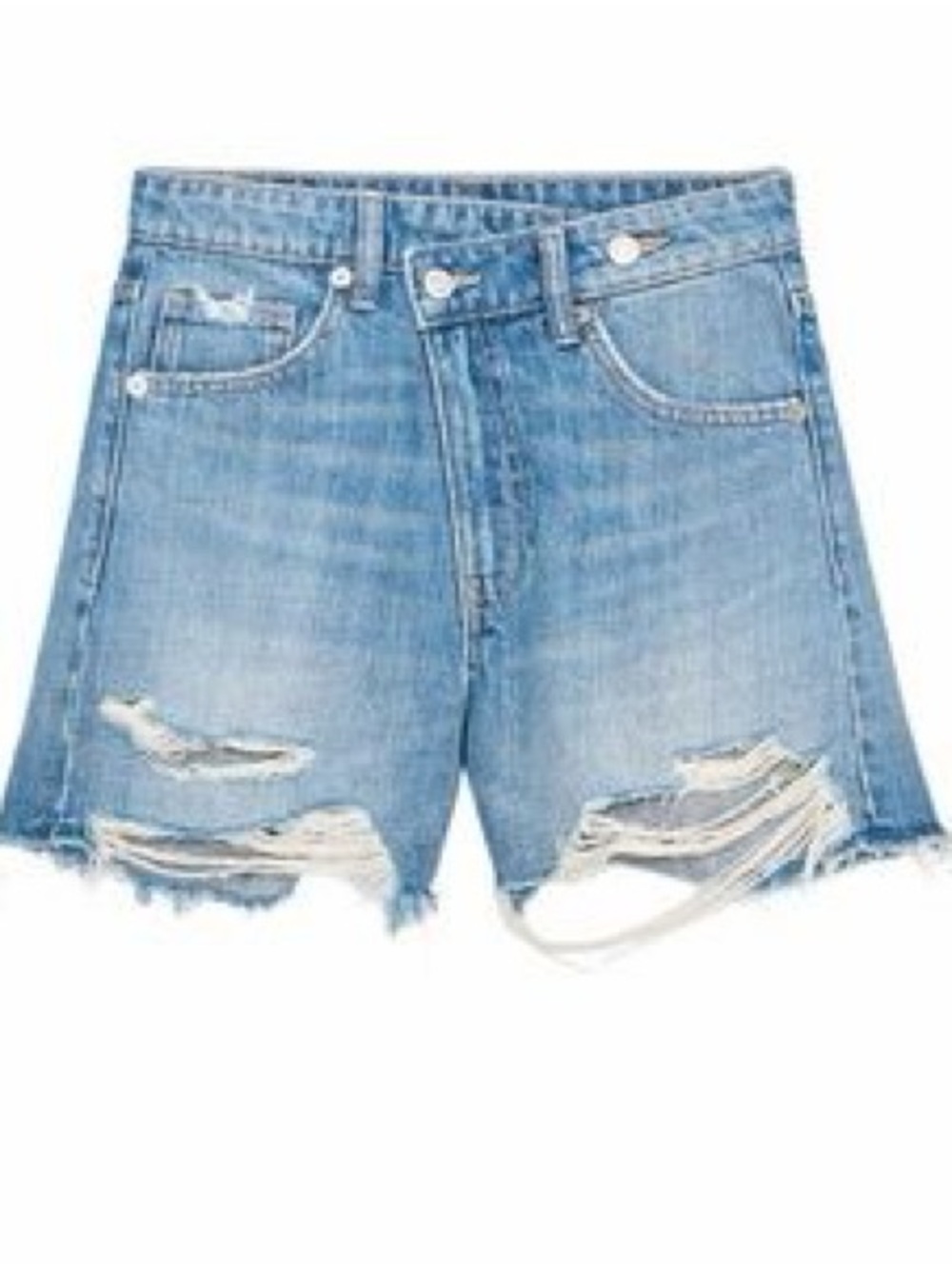 Zara CrossWaist Distressed Denim Jean Shorts - size 2 - NWOT